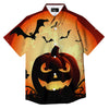 Smiley Faces Halloween Pumpkin Print Button Up Shirt-grizzshop