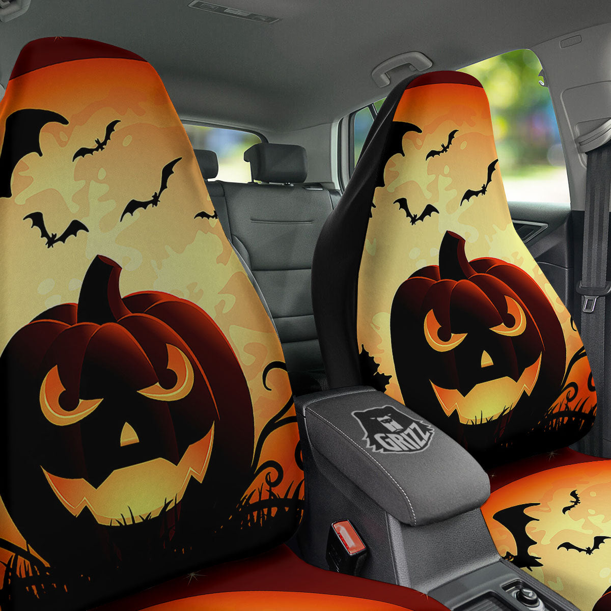 Smiley Faces Halloween Pumpkin Print Car Seat Covers-grizzshop