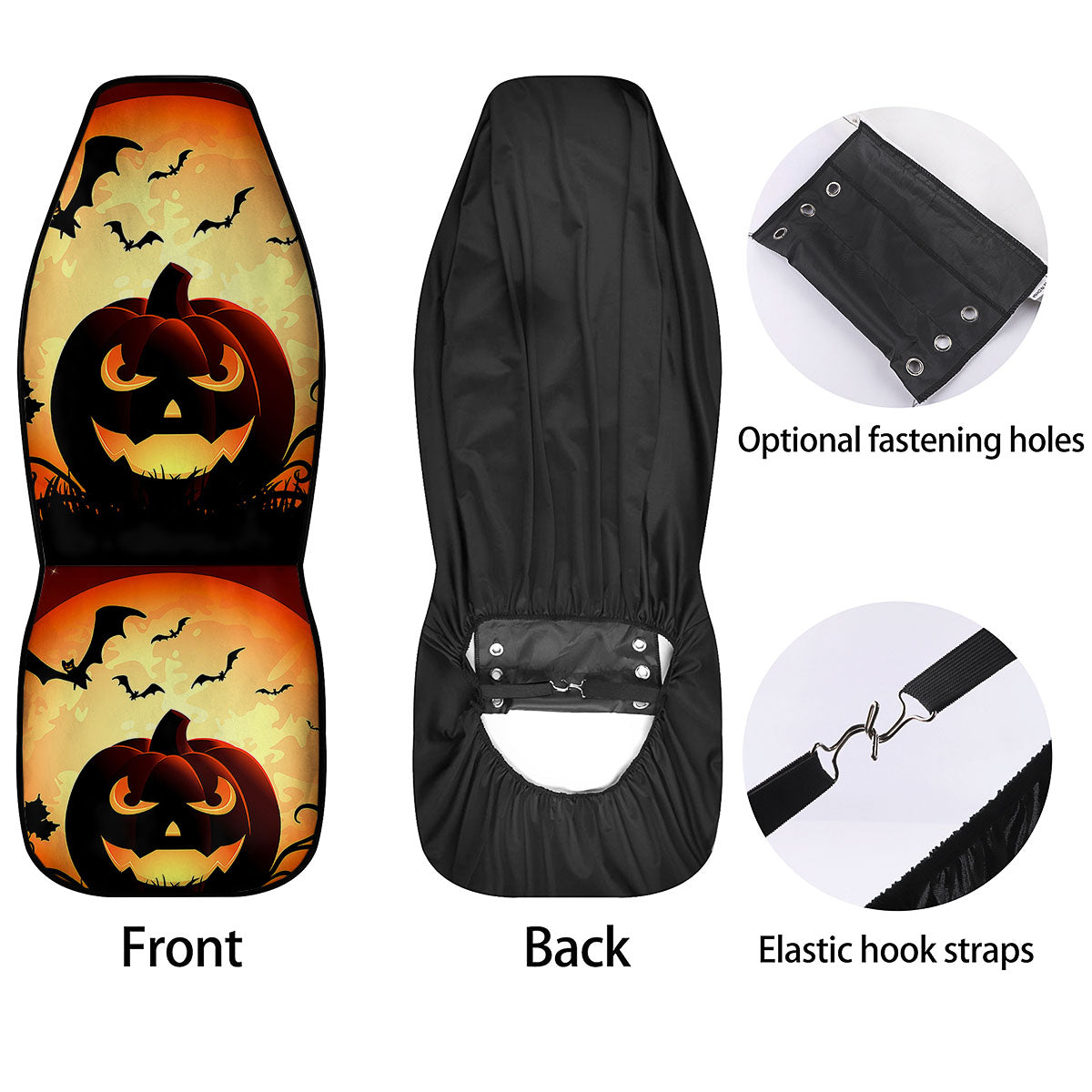 Smiley Faces Halloween Pumpkin Print Car Seat Covers-grizzshop