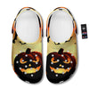 Smiley Faces Halloween Pumpkin Print Clog-grizzshop