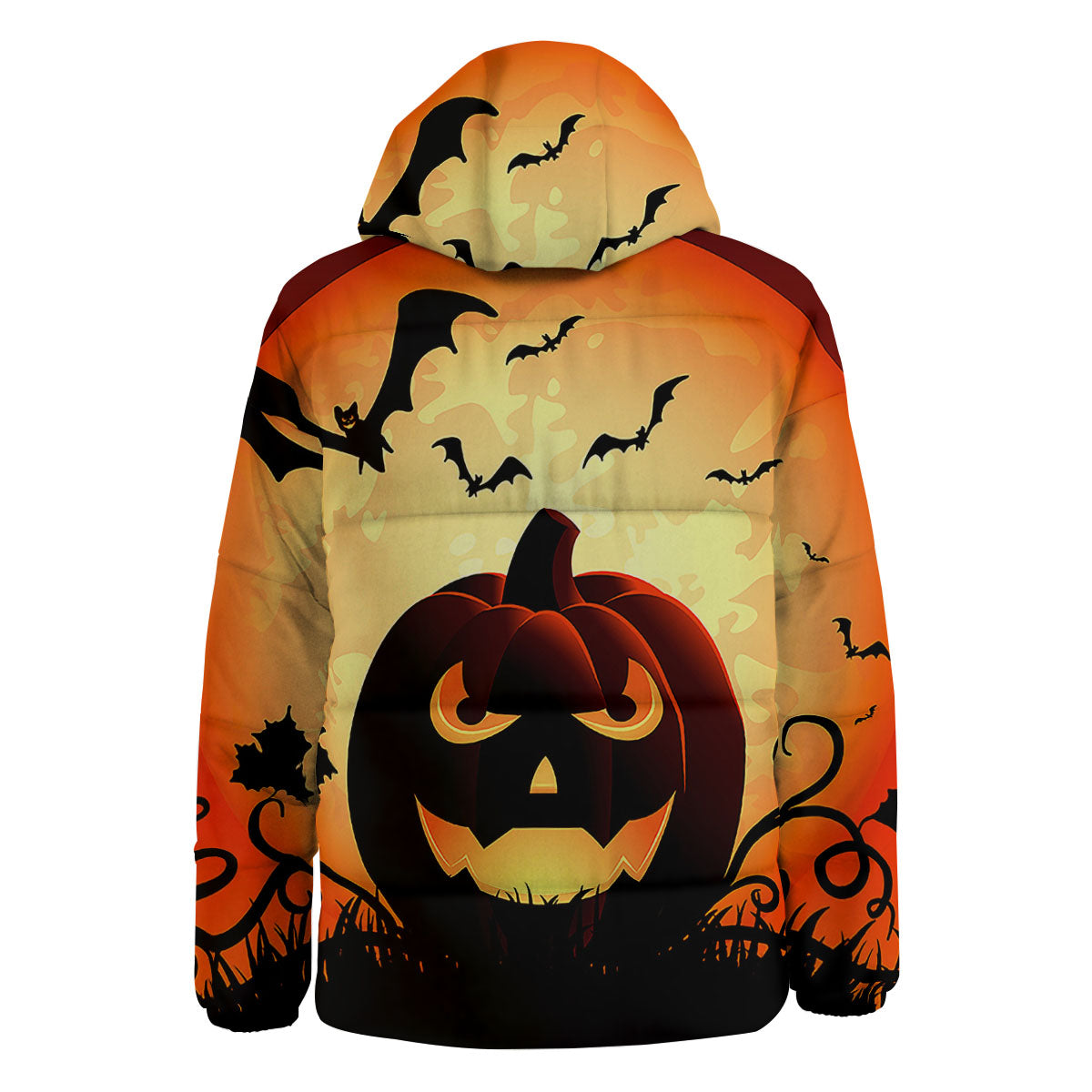 Smiley Faces Halloween Pumpkin Print Down Jacket-grizzshop