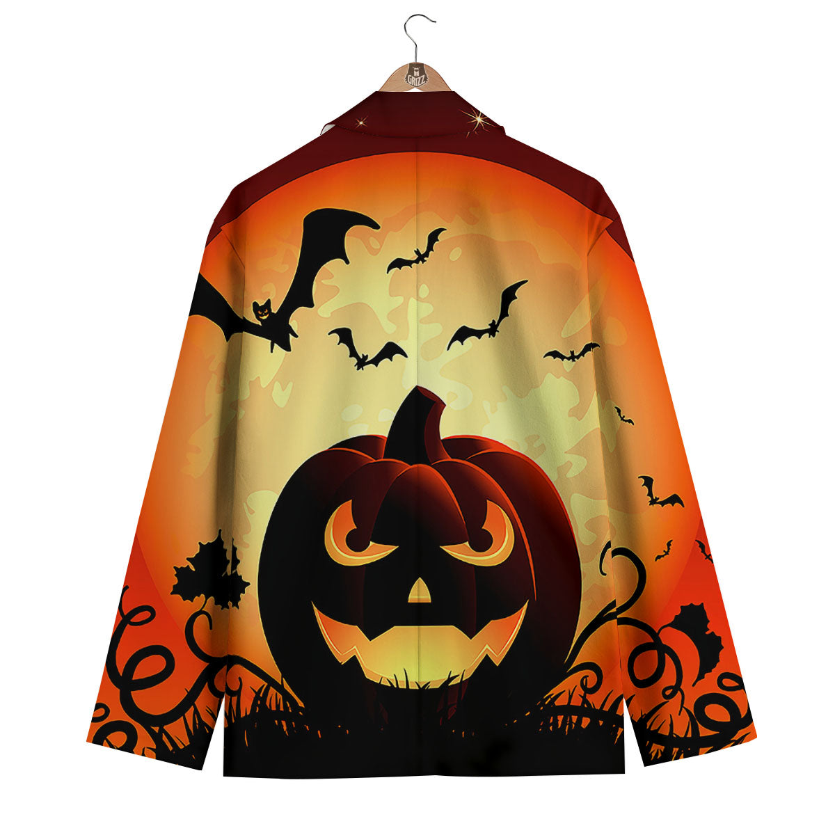 Smiley Faces Halloween Pumpkin Print Men's Blazer-grizzshop