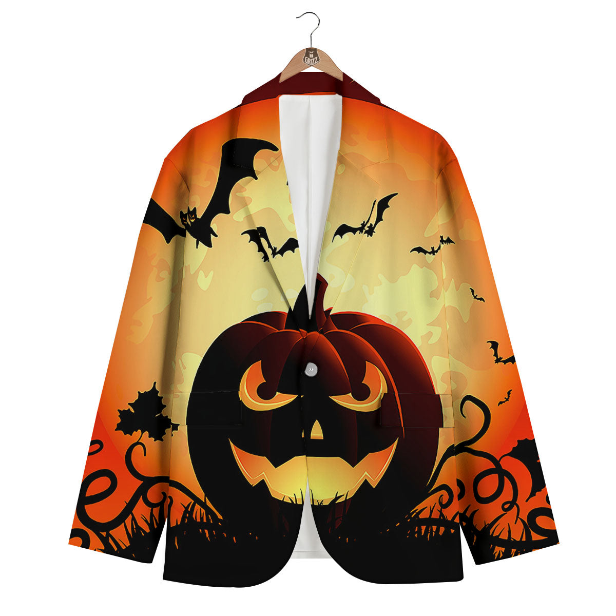 Smiley Faces Halloween Pumpkin Print Men's Blazer-grizzshop