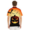 Smiley Faces Halloween Pumpkin Print Men's Golf Shirts-grizzshop