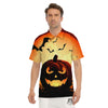 Smiley Faces Halloween Pumpkin Print Men's Golf Shirts-grizzshop