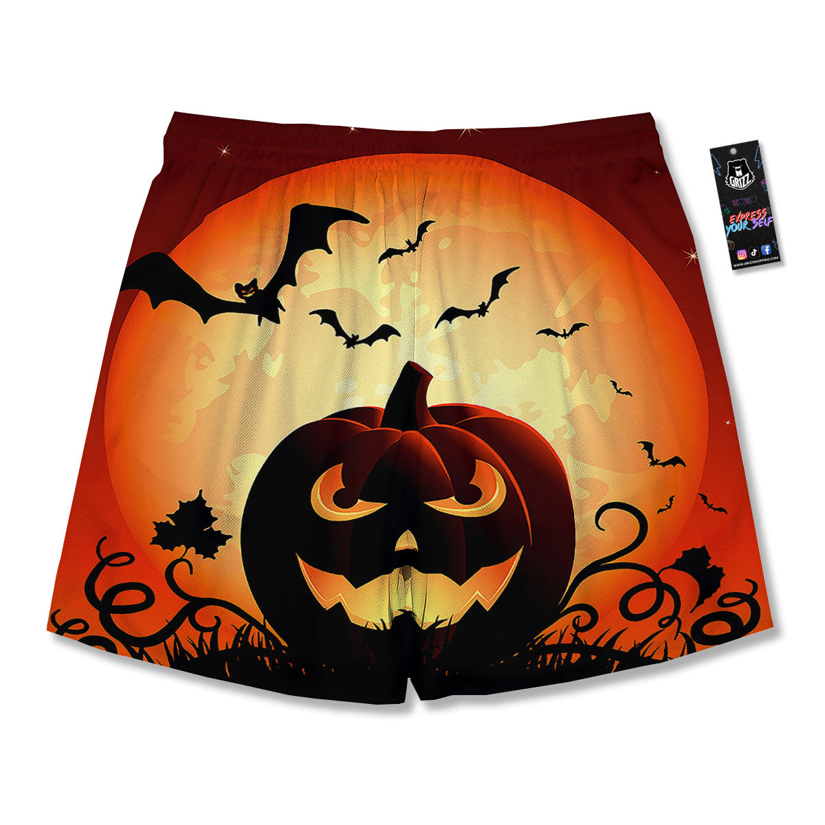 Smiley Faces Halloween Pumpkin Print Men's Running Shorts-grizzshop