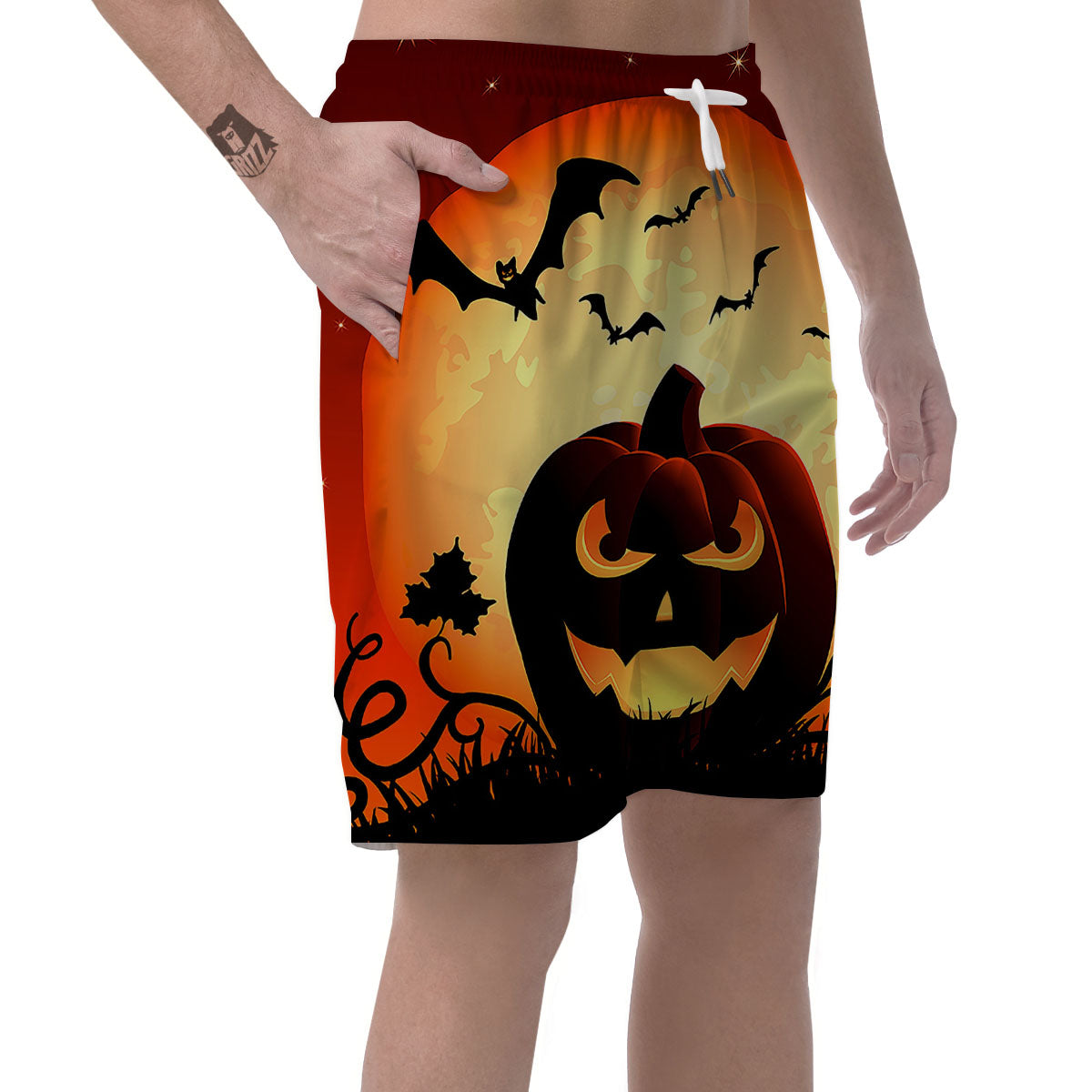 Smiley Faces Halloween Pumpkin Print Men's Shorts-grizzshop