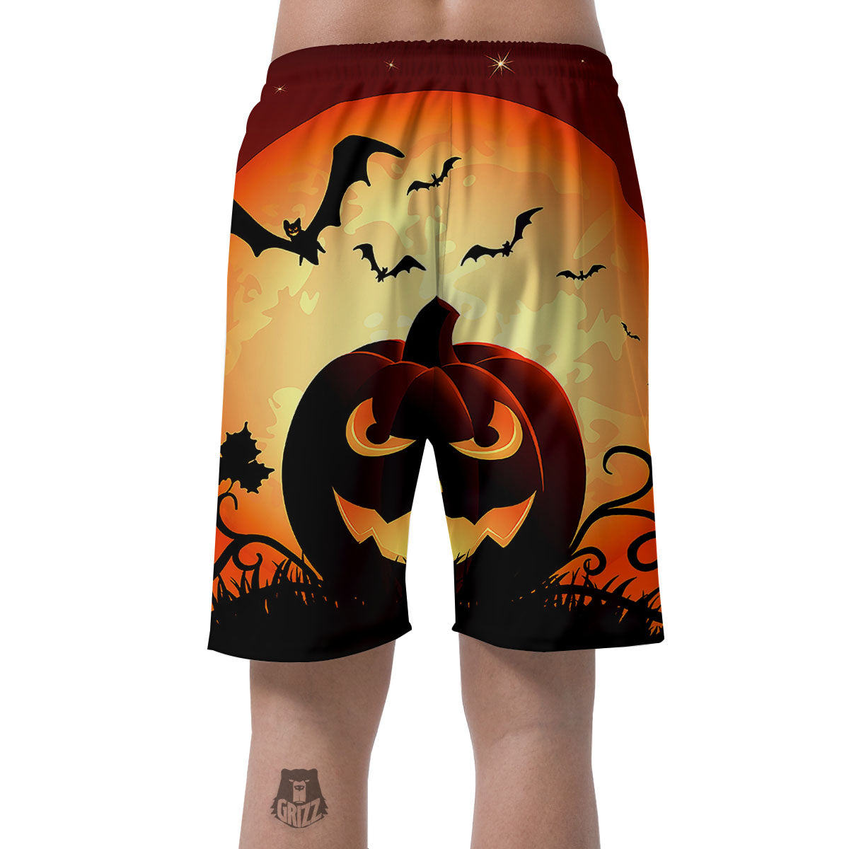 Smiley Faces Halloween Pumpkin Print Men's Shorts-grizzshop