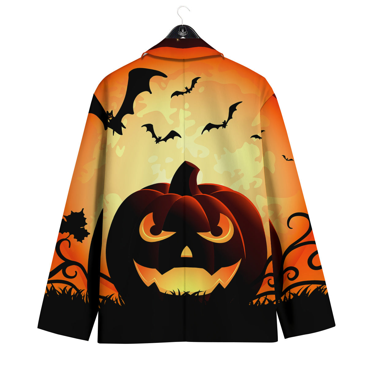 Smiley Faces Halloween Pumpkin Print Men's Sport Coat-grizzshop