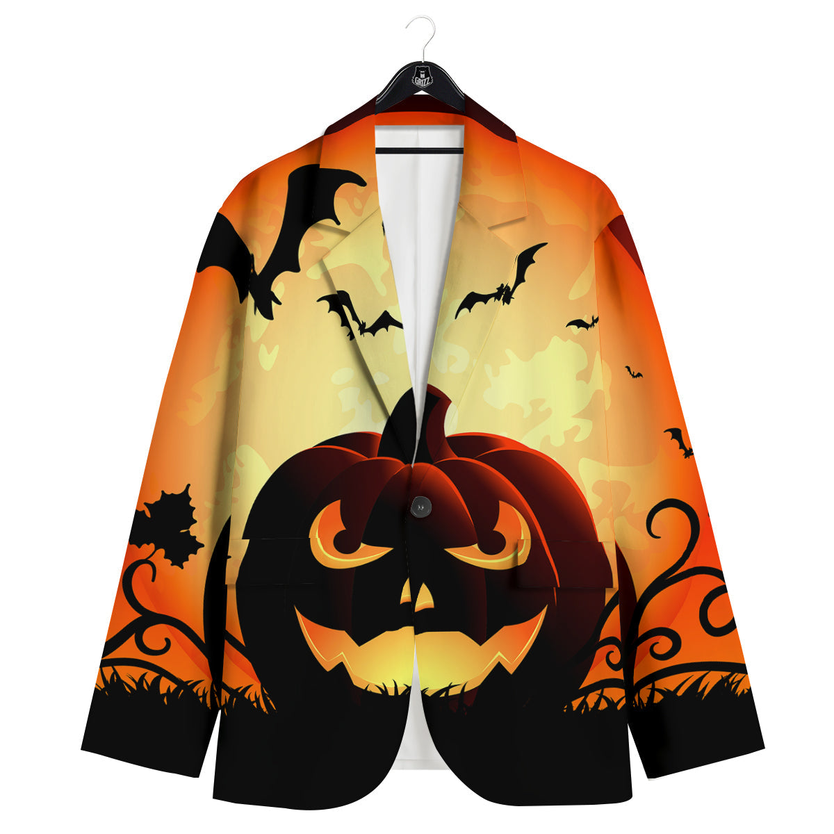 Smiley Faces Halloween Pumpkin Print Men's Sport Coat-grizzshop
