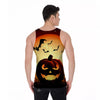 Smiley Faces Halloween Pumpkin Print Men's Tank Top-grizzshop