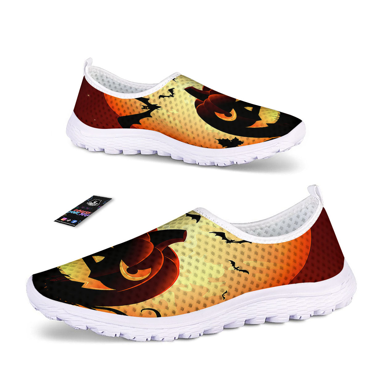 Smiley Faces Halloween Pumpkin Print Nurse Shoes-grizzshop