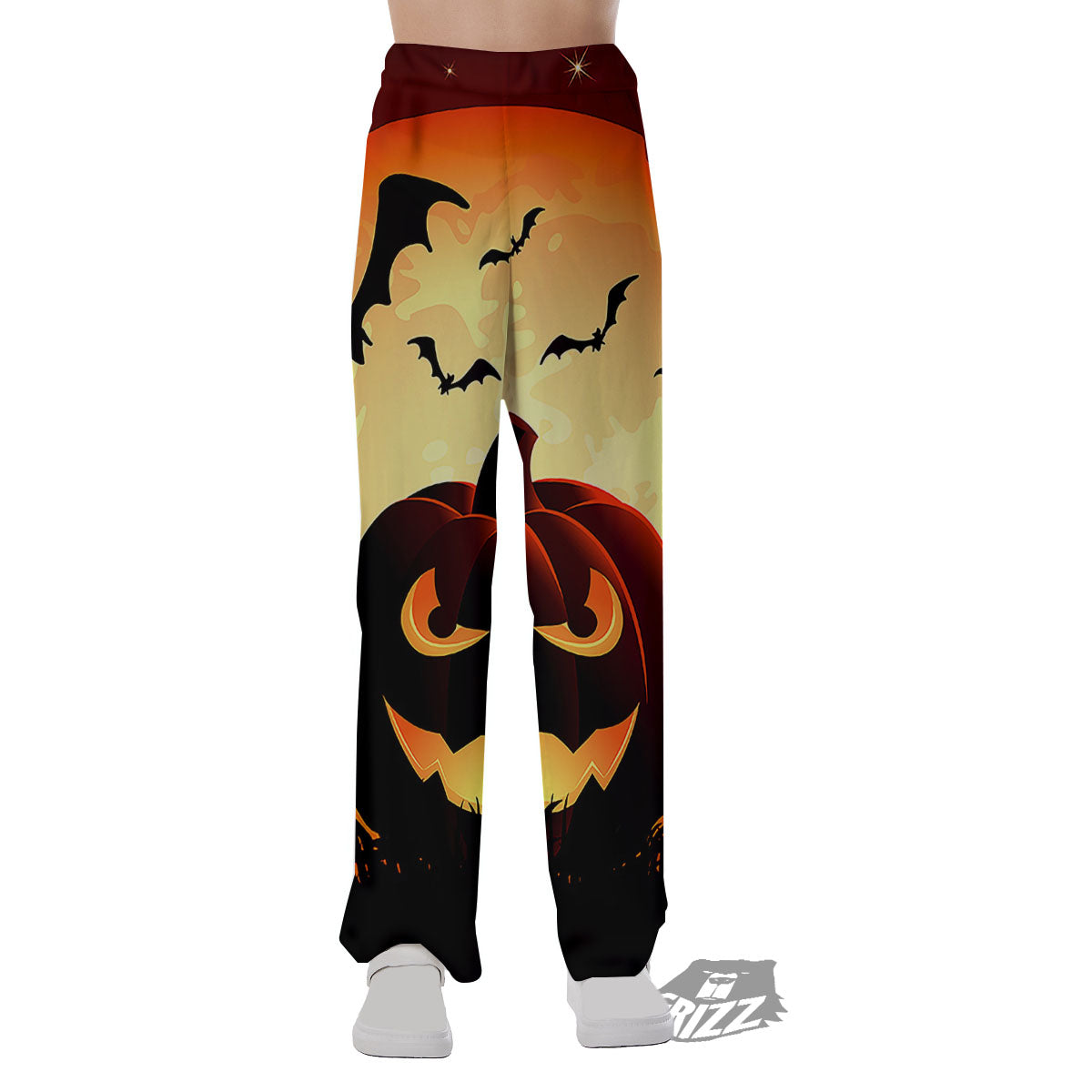 Smiley Faces Halloween Pumpkin Print Pajama Pants-grizzshop