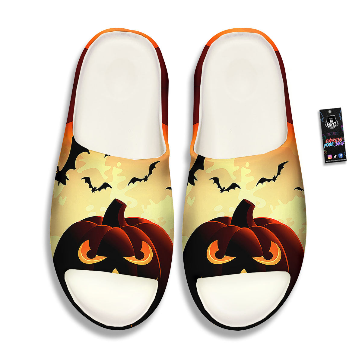 Smiley Faces Halloween Pumpkin Print Sandals-grizzshop