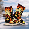 Smiley Faces Halloween Pumpkin Print Snow Boots-grizzshop