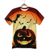 Smiley Faces Halloween Pumpkin Print T-Shirt-grizzshop