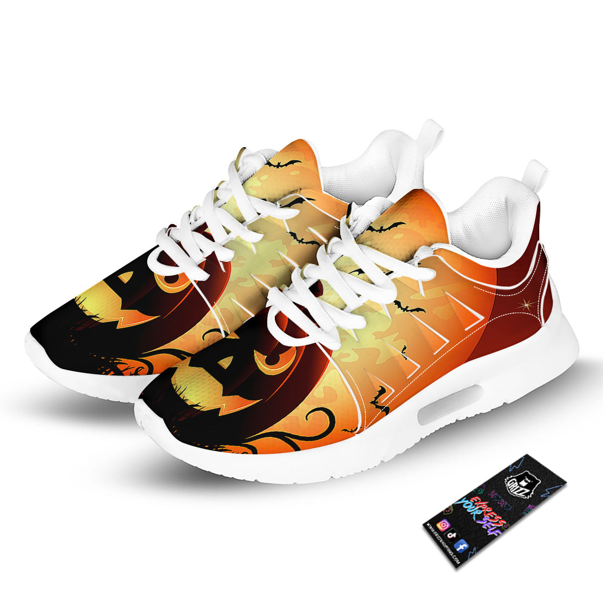 Smiley Faces Halloween Pumpkin Print Tennis Shoes-grizzshop