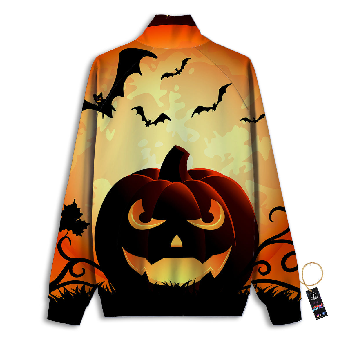 Smiley Faces Halloween Pumpkin Print Track Jacket-grizzshop