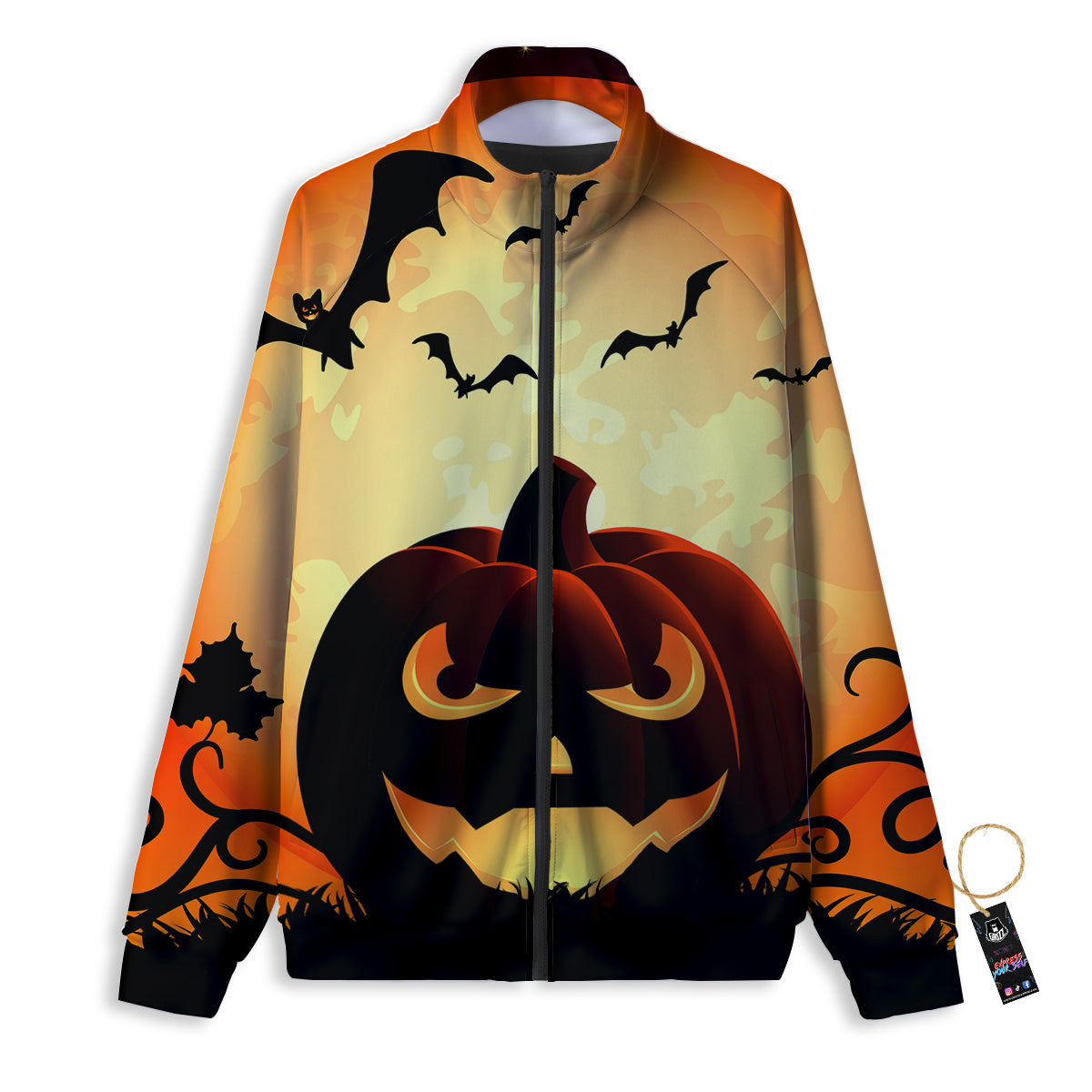 Smiley Faces Halloween Pumpkin Print Track Jacket-grizzshop