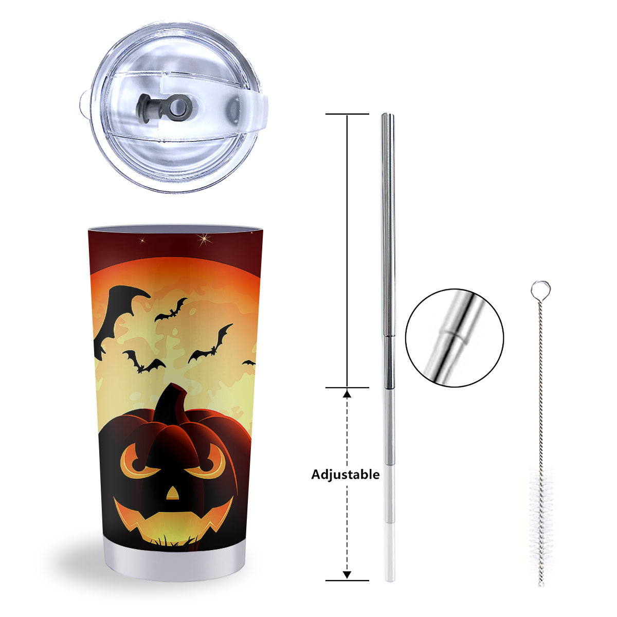 Smiley Faces Halloween Pumpkin Print Tumbler-grizzshop