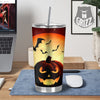 Smiley Faces Halloween Pumpkin Print Tumbler-grizzshop