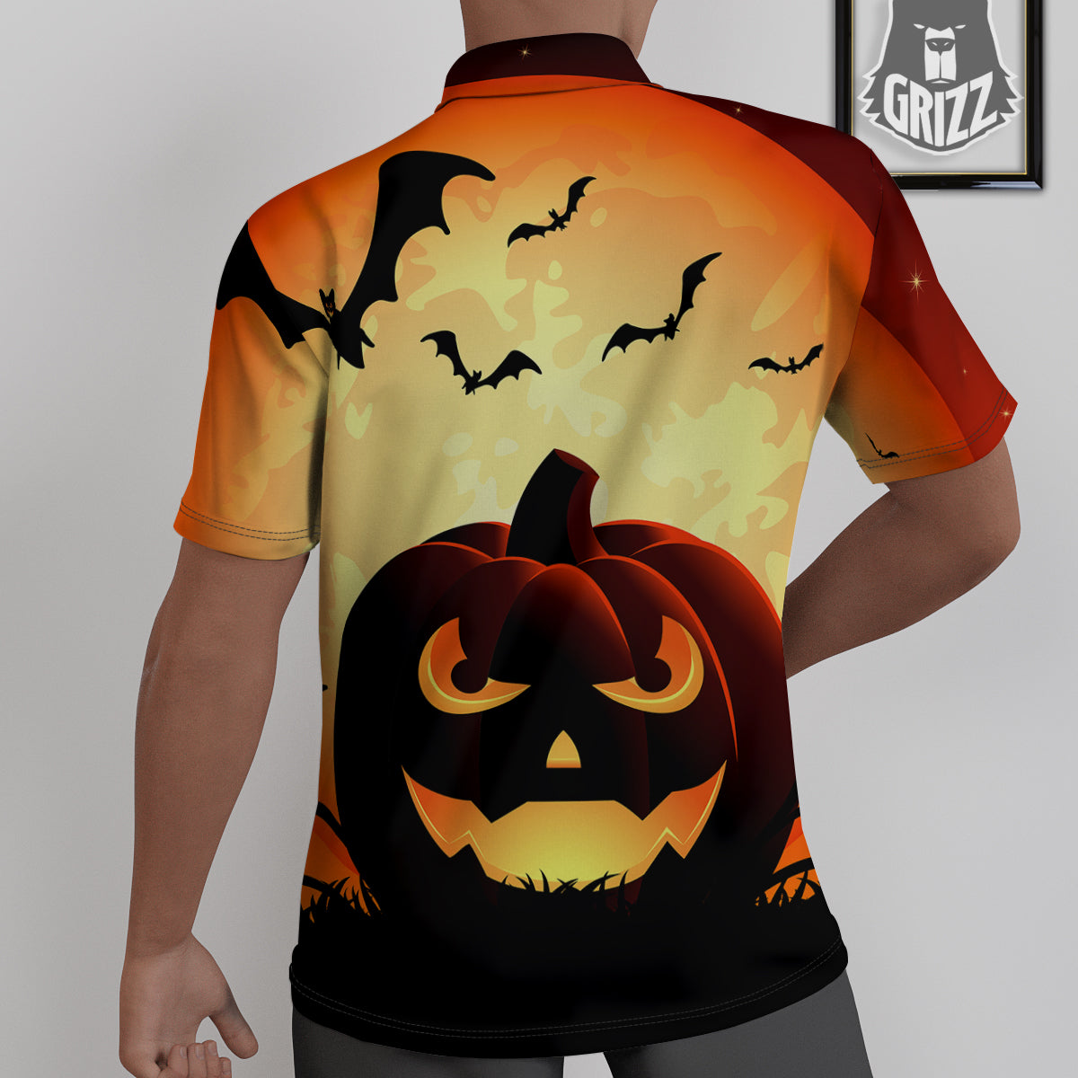 Smiley Faces Halloween Pumpkin Print Untucked Shirts-grizzshop