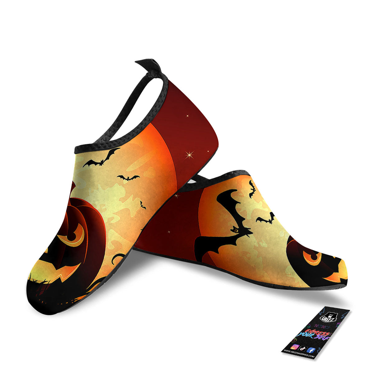 Smiley Faces Halloween Pumpkin Print Water Shoes-grizzshop