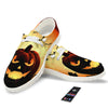 Smiley Faces Halloween Pumpkin Print White Loafers-grizzshop