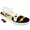 Smiley Faces Halloween Pumpkin Print White Open Toe Sandals-grizzshop