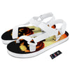 Smiley Faces Halloween Pumpkin Print White Open Toe Sandals-grizzshop