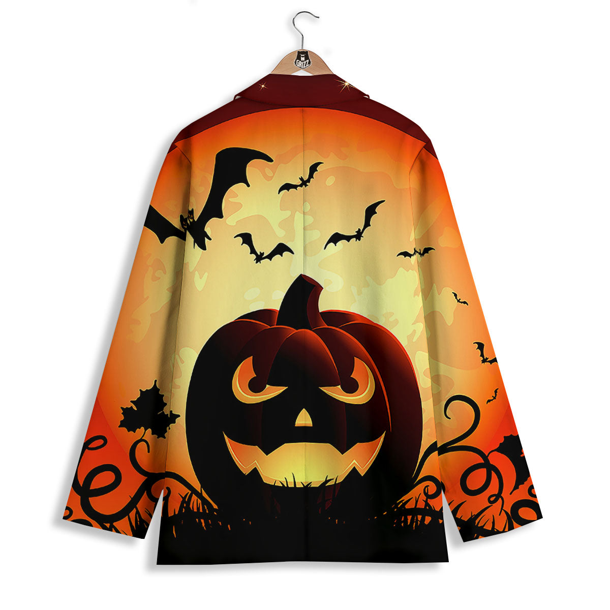 Smiley Faces Halloween Pumpkin Print Women's Blazer-grizzshop