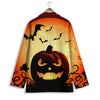 Smiley Faces Halloween Pumpkin Print Women's Blazer-grizzshop