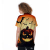 Smiley Faces Halloween Pumpkin Print Women's Golf Shirts-grizzshop