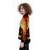 Smiley Faces Halloween Pumpkin Print Women's Long Sleeve Shirts-grizzshop