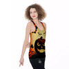 Smiley Faces Halloween Pumpkin Print Women's Racerback Tank Top-grizzshop