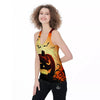 Smiley Faces Halloween Pumpkin Print Women's Racerback Tank Top-grizzshop