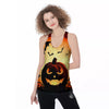 Smiley Faces Halloween Pumpkin Print Women's Racerback Tank Top-grizzshop