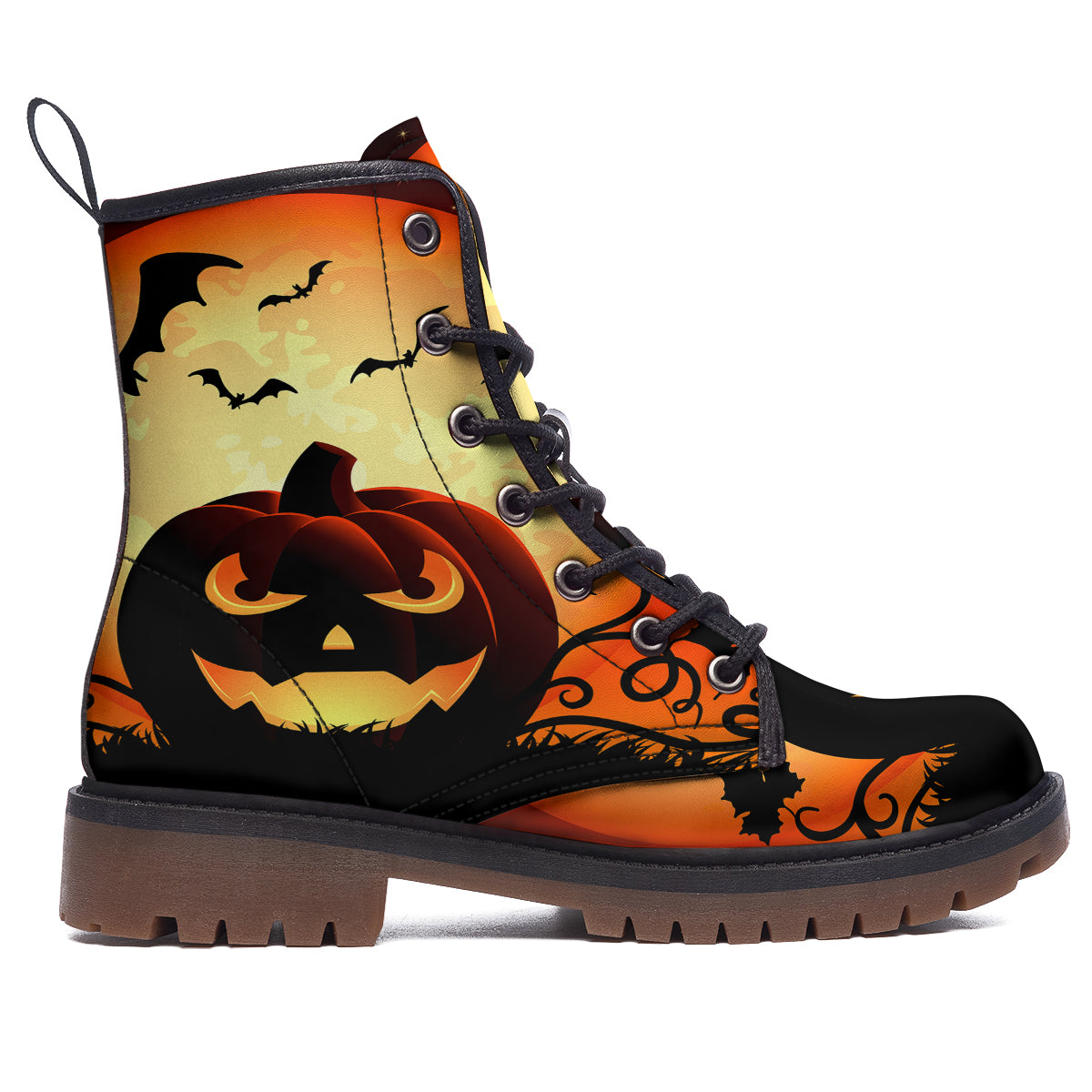 Smiley Faces Halloween Pumpkin Print Work Boots-grizzshop