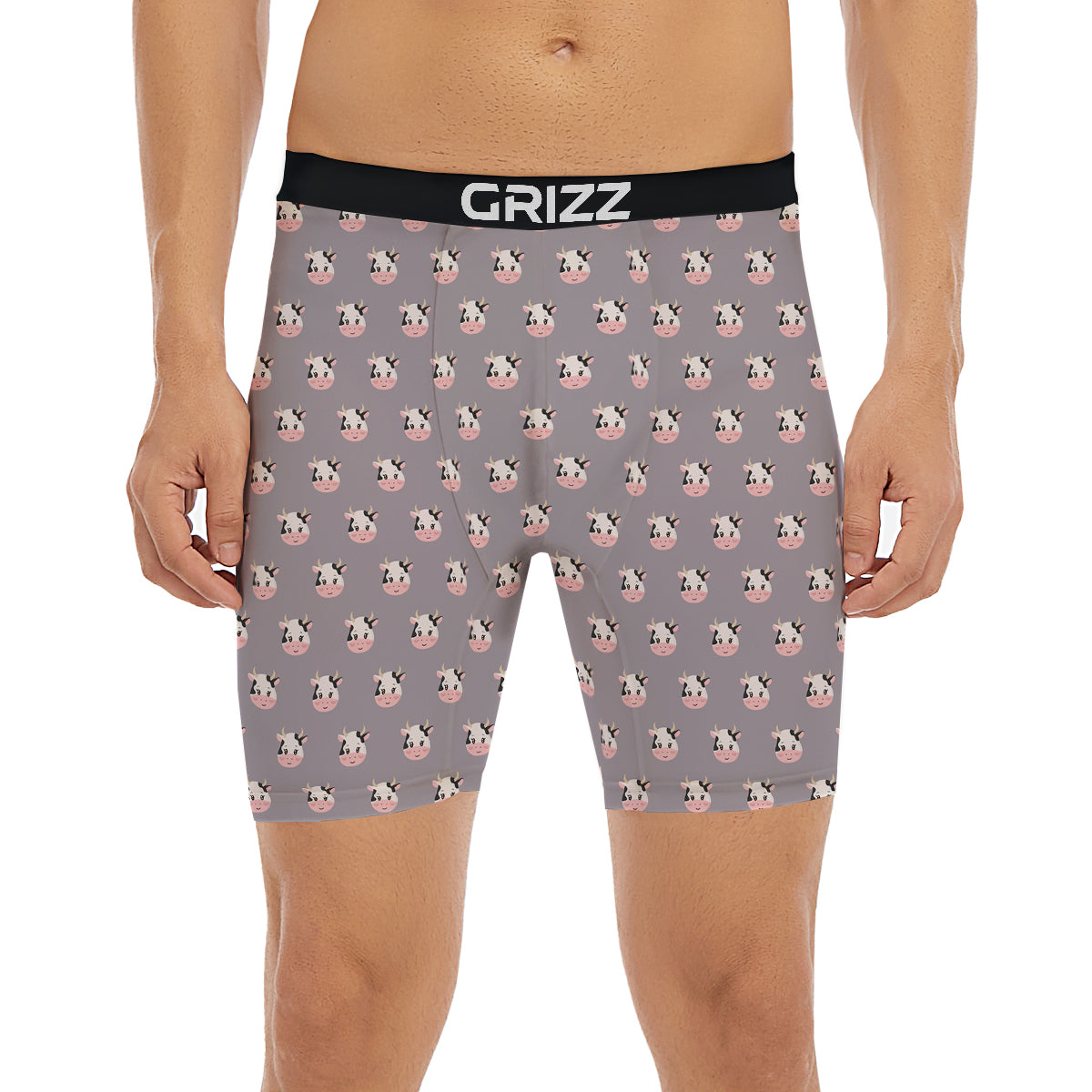 Smiley Cow Cartoon Print Pattern Boxer Briefs