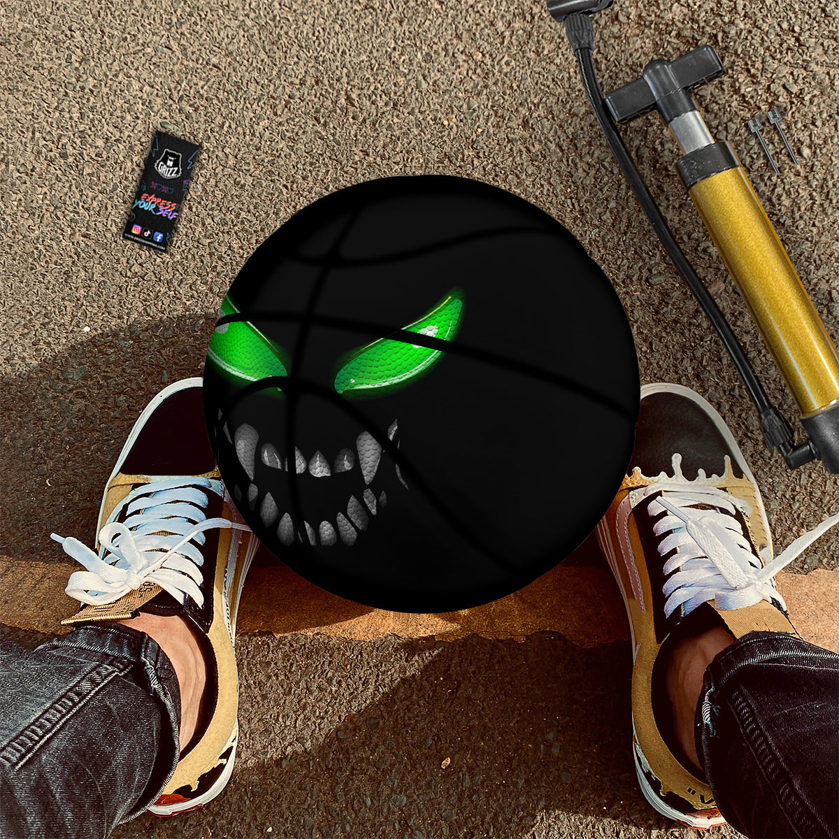 Smiley Face Monster Black Print Basketball