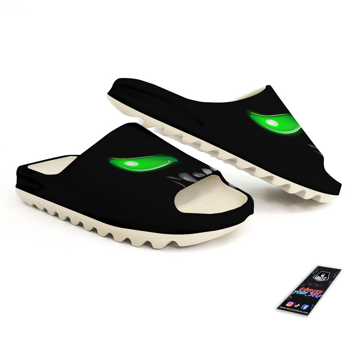 Smiley Face Monster Black Print Sandals-grizzshop