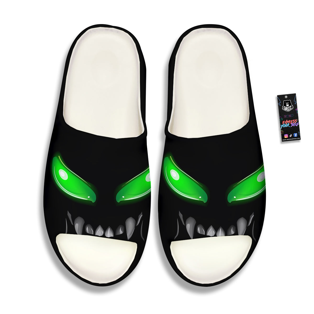 Smiley Face Monster Black Print Sandals-grizzshop