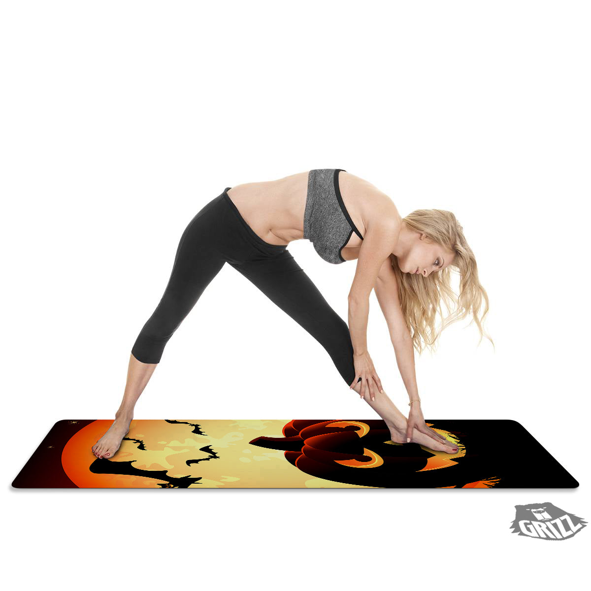 Smiley Faces Halloween Pumpkin Print Thin Yoga Mat