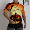 Smiley Faces Halloween Pumpkin Print Untucked Shirts-grizzshop