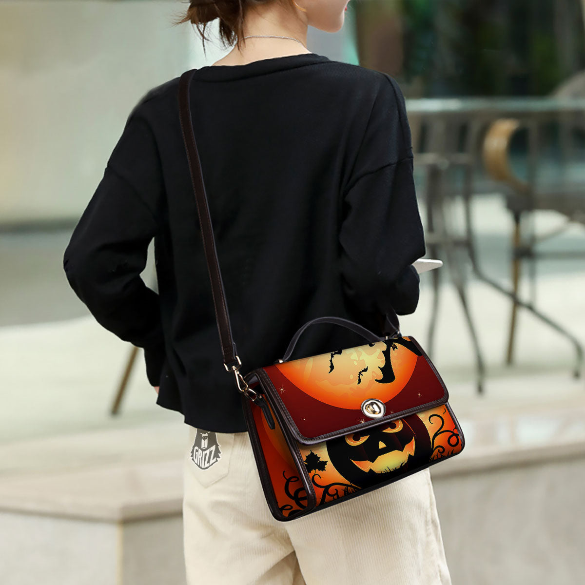 Smiley Faces Halloween Pumpkin Print Women's Satchel Bag