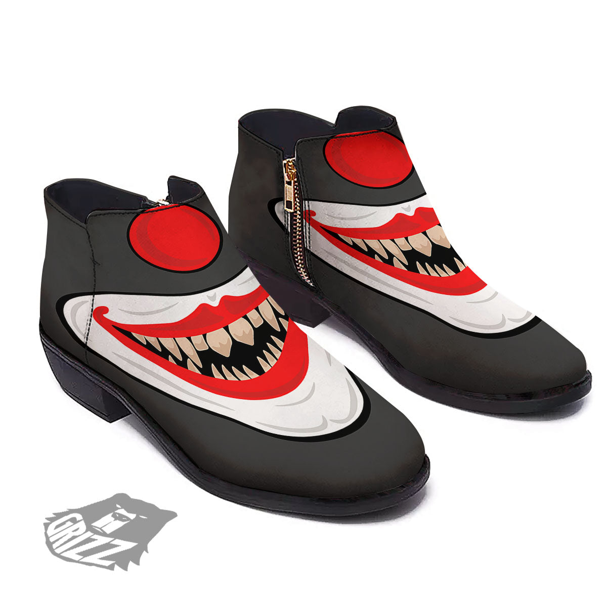 Smiling Clown Halloween Print Ankle Boots-grizzshop