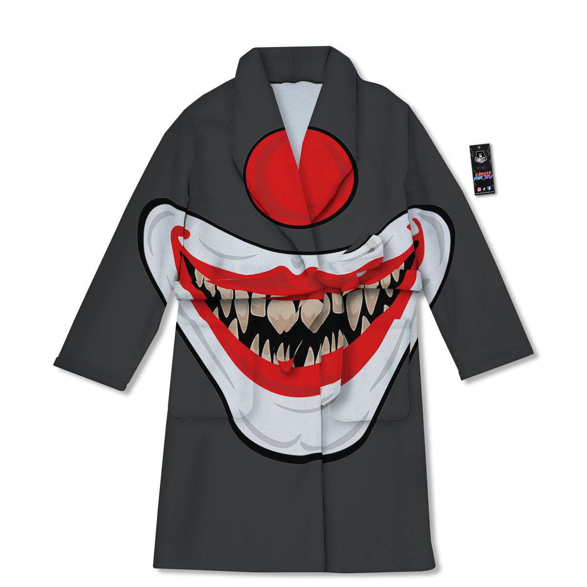 Smiling Clown Halloween Print Bathrobe-grizzshop