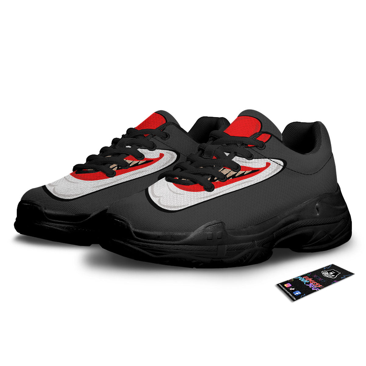 Smiling Clown Halloween Print Black Chunky Shoes-grizzshop