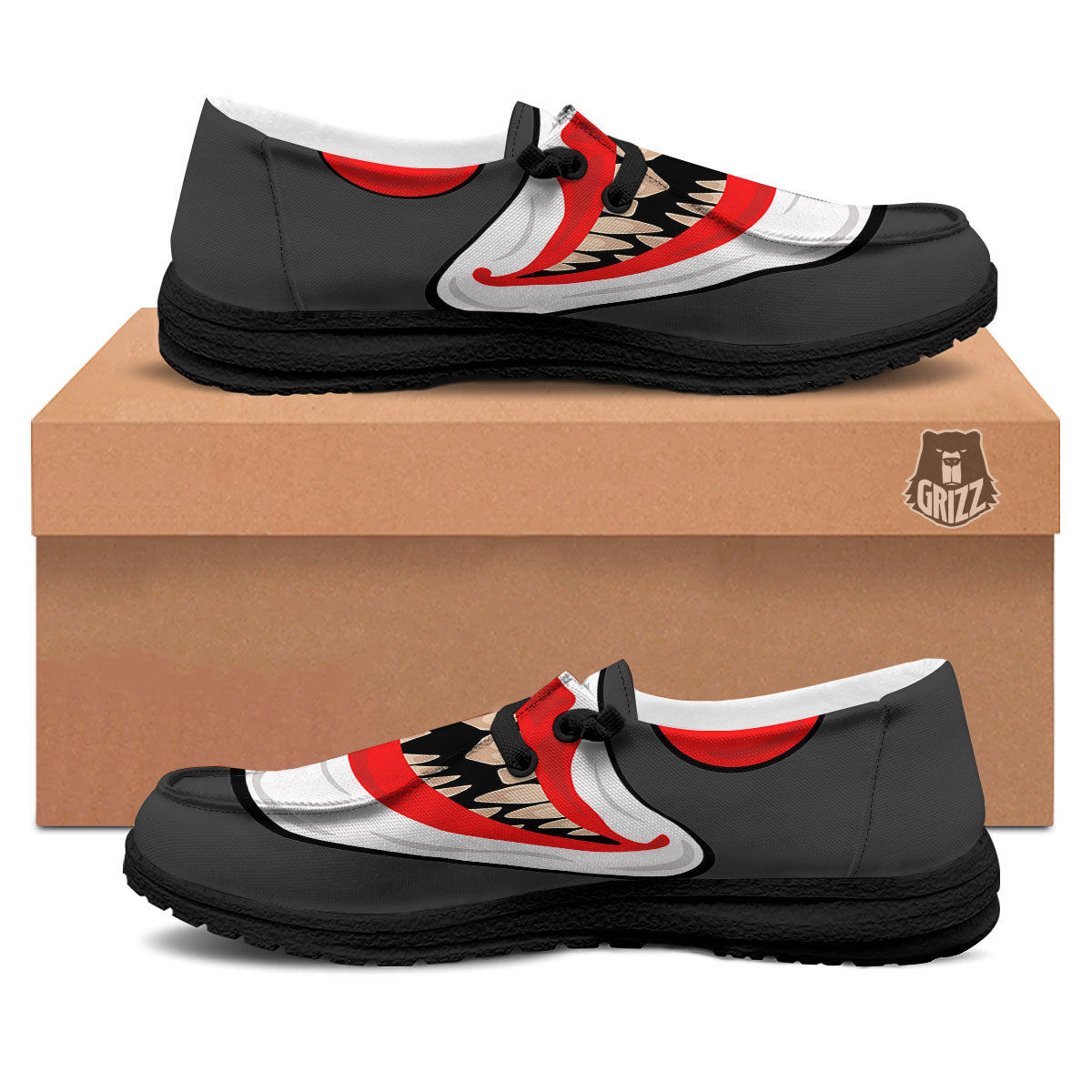 Smiling Clown Halloween Print Black Loafers-grizzshop