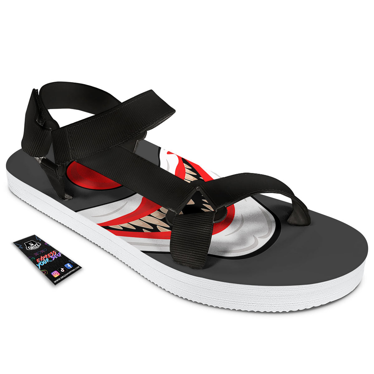 Smiling Clown Halloween Print Black Open Toe Sandals-grizzshop